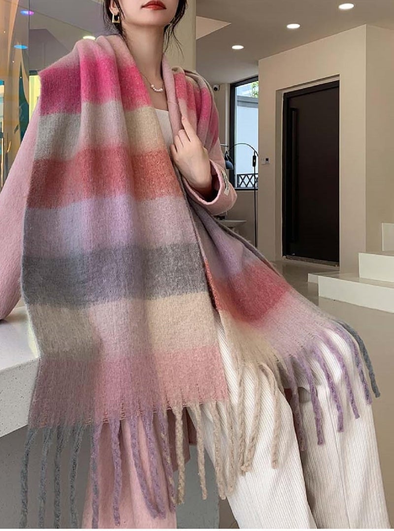 Wander Agio Winter Women Warm Scarf Long Shawl Large Scarves Cold Weather Thick Blanket Scarfs Colorful Plaid - Image 2